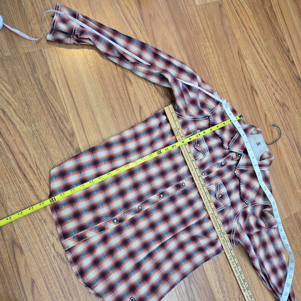 Ariat Real Womans Size M Plaid L/S Western Shirt Embossed metal snaps Cowgirl - Picture 12 of 12